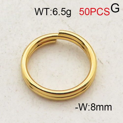304 Stainless Steel Split Ring,Steel Wire Ring,Vacuum Plating Gold,W:8mm,about 6.5g/package,50 pcs/package,6AC300262vbnl-474