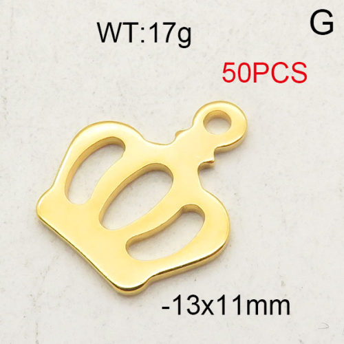 304 Stainless Steel Pendant,Crown,Vacuum Plating Gold,13x11mm,about 17g/package,50 pcs/package,6AC300267vhnl-474