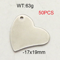 304 Stainless Steel Pendant,heart-Shaped,True Color,17x19mm,about 63g/package,50 pcs/package,6AC300269bhil-474