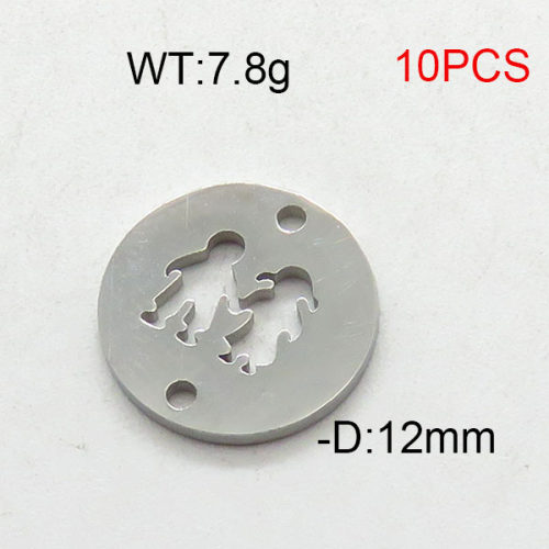 304 Stainless Steel Accessories,Disc Boy And Girl,True Color,D:12mm,about 7.8g/package,10 pcs/package,6AC300420vbmb-368