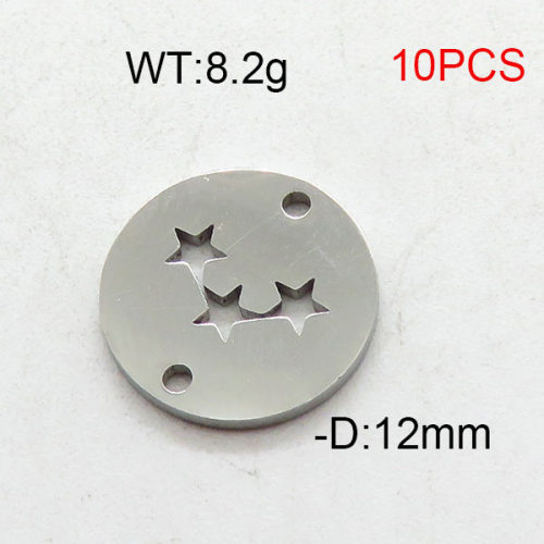 304 Stainless Steel Accessories,Disc Pentagram,True Color,D:12mm,about 8.2g/package,10 pcs/package,6AC300422vbmb-368