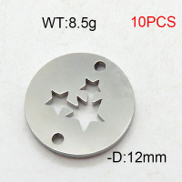 304 Stainless Steel Accessories,Disc Pentagram,True Color,D:12mm,about 8.5g/package,10 pcs/package,6AC300426vbmb-368
