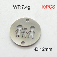 304 Stainless Steel Accessories,Disc Character,True Color,D:12mm,about 7.4g/package,10 pcs/package,6AC300427vbmb-368