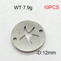 304 Stainless Steel Accessories,Disc Shanghai Style Star,True Color,D:12mm,about 7.9g/package,10 pcs/package,6AC300428vbmb-368