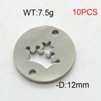 304 Stainless Steel Accessories,Disc Crown,True Color,D:12mm,about 7.5g/package,10 pcs/package,6AC300437vbmb-368