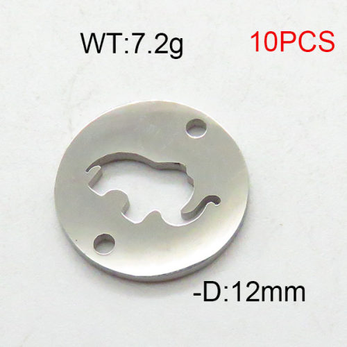304 Stainless Steel Accessories,Disc Elephant,True Color,D:12mm,about 7.2g/package,10 pcs/package,6AC300438vbmb-368
