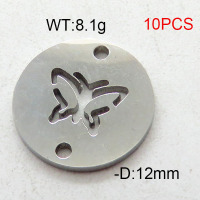 304 Stainless Steel Accessories,Disc Butterfly,True Color,D:12mm,about 8.1g/package,10 pcs/package,6AC300447vbmb-368