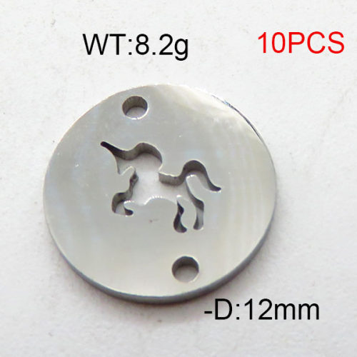 304 Stainless Steel Accessories,Disc Unicorn,True Color,D:12mm,about 8.2g/package,10 pcs/package,6AC300450vbmb-368