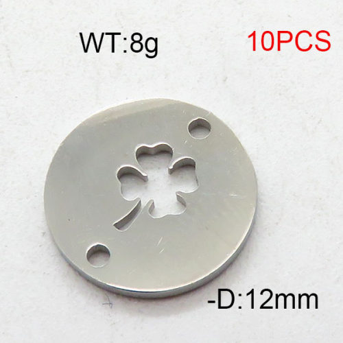 304 Stainless Steel Accessories,Round Clover,True Color,D:12mm,about 8g/package,10 pcs/package,6AC300451vbmb-368