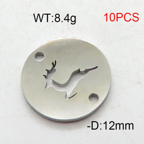 304 Stainless Steel Accessories,Round Elk,True Color,D:12mm,about 8.4g/package,10 pcs/package,6AC300454vbmb-368