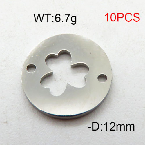304 Stainless Steel Accessories,Round Clover,True Color,D:12mm,about 6.7g/package,10 pcs/package,6AC300455vbmb-368