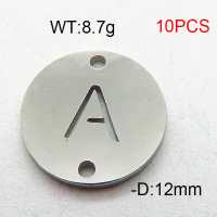 304 Stainless Steel Accessories,Disc Letter A,True Color,D:12mm,about 8.7g/package,10 pcs/package,6AC300458vbmb-368