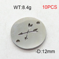 304 Stainless Steel Accessories,Disc Double Arrow,True Color,D:12mm,about 8.4g/package,10 pcs/package,6AC300459vbmb-368