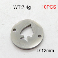 304 Stainless Steel Accessories,Round Fish Shape,True Color,D:12mm,about 7.4g/package,10 pcs/package,6AC300462vbmb-368