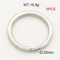 304 Stainless Steel Split Key Rings,Keychain Clasp Findings,Hollow Ring,True Color,D:5mm,about 15.9g/package,5 pcs/package,6AC30108vbnl-474