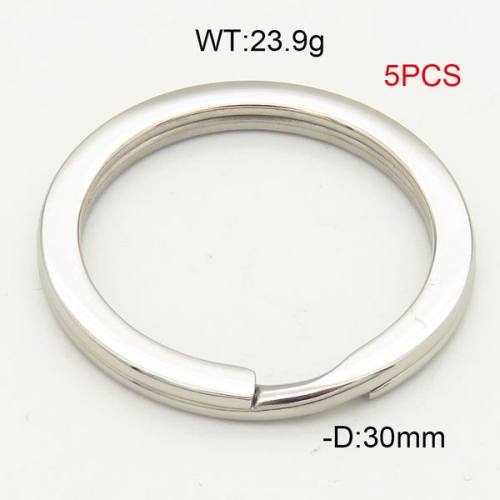 304 Stainless Steel Split Key Rings,Keychain Clasp Findings,Hollow Ring,True Color,D:30mm,about 23.9g/package,5 pcs/package,6AC30109bbov-474