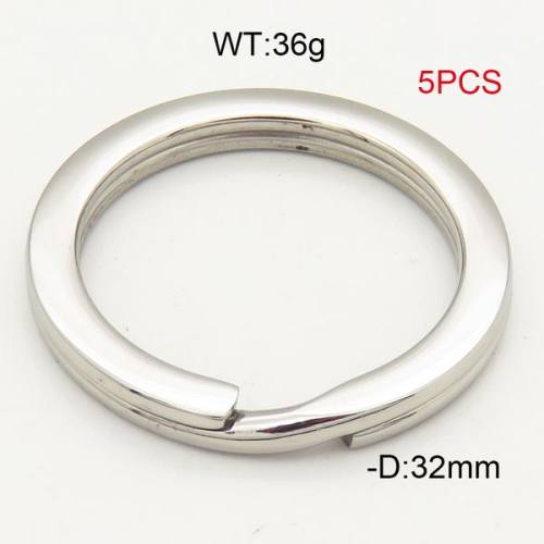 304 Stainless Steel Split Key Rings,Keychain Clasp Findings,Hollow Ring,True Color,D:32mm,about 36g/package,5 pcs/package,6AC30110abol-474