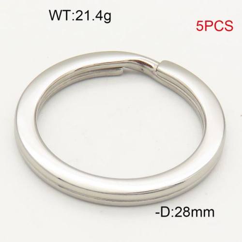 304 Stainless Steel Split Key Rings,Keychain Clasp Findings,Hollow Circle,True Color,D:28mm,about 21.4g/package,5 pcs/package,6AC30116vbnl-474