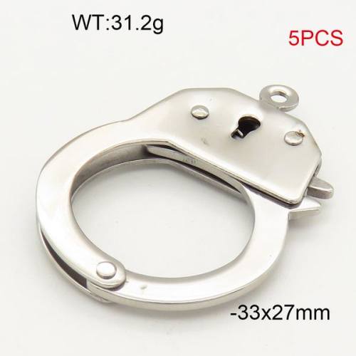 304 Stainless Steel  Handcuffs Clasps,Ring Buckle,True Color,33x27mm,about 31.2g/package,5 pcs/package,6AC30117ainl-474