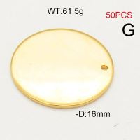 304 Stainless Steel pendant,Disc,Vacuum Plating Gold,D:16mm,about 61.5g/package,50 pcs/package,6AC30151ajka-474