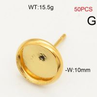 304 Stainless Steel Ear Needle And Ear Wire Accessories,Round shaped Earrings,Vacuum Plating Gold,W:10mm,about 15.5g/package,50 pcs/package,6AC30160biib-474