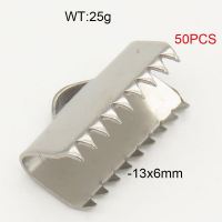304 Stainless Steel End Part,Serrated Clip,True Color,13x6mm,about 25g/package,50 pcs/package,6AC30169bhva-474