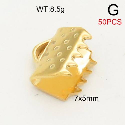 304 Stainless Steel End Part,Serrated Clip,Vacuum Plating Gold,7x5mm,about 8.5g/package,50 pcs/package,6AC30170ahpv-474