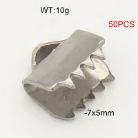 304 Stainless Steel End Part,Serrated Clip,True Color,7x5mm,about 10g/package,50 pcs/package,6AC30171bbov-474