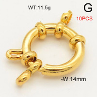 304 Stainless Steel Spring Buckle,Spring Ring Buckle,Vacuum Plating Gold,W:14mm,about 11.5g/package,50 pcs/package,6AC30183ajoa-474