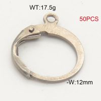 304 Stainless Steel Clip Earring Assembly,Round Buckle,True Color,W:12mm,about 17.5g/package,50 pcs/package,6AC30184vhnl-474