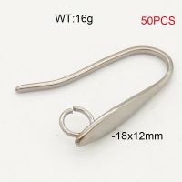 304 Stainless Steel Ear Hook Accessories,Clevis Earring Hooks,True Color,18x12mm,about 16g/package,50 pcs/package,6AC30197vhov-474