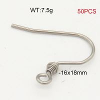304 Stainless Steel Ear Hook Accessories,Clevis Earring Hooks,True Color,16x18mm,about 7.5g/package,50 pcs/package,6AC30199aakl-474