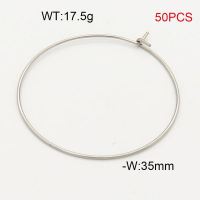 304 Stainless Steel Ear Ring Accessories,Steel Wire Ring,True Color,W:35mm,about 17.5g/package,50 pcs/package,6AC30203bhva-474
