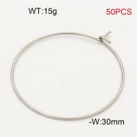 304 Stainless Steel Ear Ring Accessories,Steel Wire Ring,True Color,W:30mm,about 15g/package,50 pcs/package,6AC30204vbpb-474