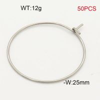 304 Stainless Steel Ear Ring Accessories,Steel Wire Ring,True Color,W:25mm,about 12g/package,50 pcs/package,6AC30205bbov-474