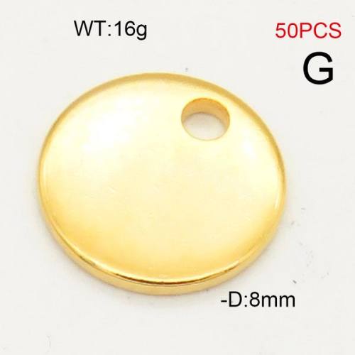 304 Stainless Steel Pendant,Round Cake,Vacuum Plating Gold, D:8mm,about 16g/package,50 pcs/package,6AC30210vhnl-474