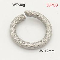 304 Stainless Steel Split Ring,Corrugated Hollow Ring,True Color,W:12mm,about 30g/package,50 pcs/package,6AC30212aiil-474
