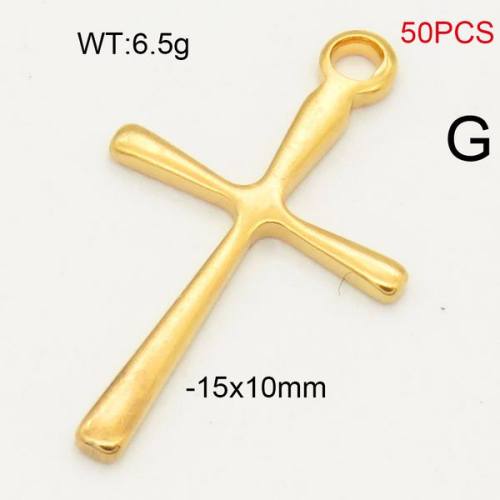 304 Stainless Steel Pendant,Cross,Vacuum Plating Gold,15x10mm,about 6.5g/package,50 pcs/package,6AC30216vhnl-474