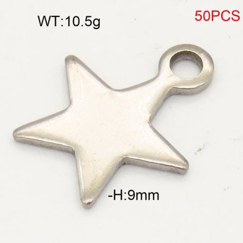 304 Stainless Steel Pendant,Five-Pointed Star,True Color,H:9mm,about 10.5g/package,50 pcs/package,6AC30219vbmb-474
