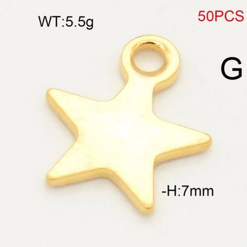 304 Stainless Steel Pendant,Five-Pointed Star,Vacuum Plating Gold,H:7mm,about 5.5g/package,50 pcs/package,6AC30220ahlv-474
