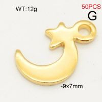 304 Stainless Steel Pendant,Crescent Moon,Vacuum Plating Gold,9x7mm,about 12g/package,50 pcs/package,6AC30221ahlv-474