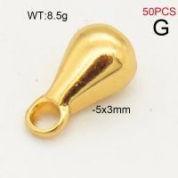 304 Stainless Steel End Part,Water Droplet,Vacuum Plating Gold,5x3mm,about 8.5g/package,50 pcs/package,6AC30226vhmv-474