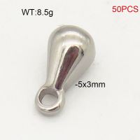 304 Stainless Steel End Part,Water Droplet,True Color,5x3mm,about 8.5g/package,50 pcs/package,6AC30227vbpb-474