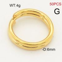 304 Stainless Steel Split Ring,Steel Wire Ring,Vacuum Plating Gold,D:6mm,about 4g/package,50 pcs/package,6AC30230ablb-474
