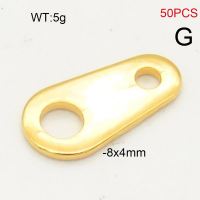 304 Stainless Steel End Part,Elliptical Flake,Vacuum Plating Gold,8x4mm,about 5g/package,50 pcs/package,6AC30231bhil-474