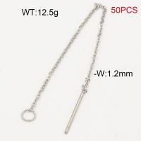 304 Stainless Steel Ear Needle And Ear Wire Accessories,Chain Shape,True Color,W:1.2mm,about 12.5g/package,50 pcs/package,6AC30232blla-474