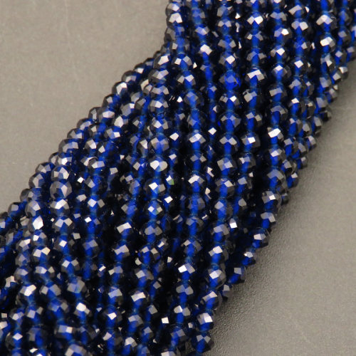 Nano Glass Beads,Round,Faceted,Dyed,Dark Blue,3mm,Hole:0.5mm,about 126pcs/strand,about 9g/strand,1 strand/package,15"(38cm),XBG00485aajl-L001