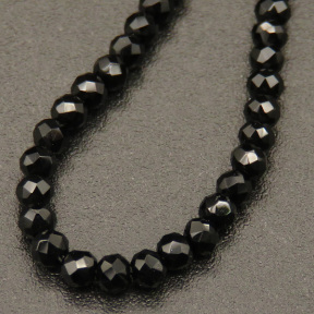 Nano Glass Beads,Round,Faceted,Dyed,Black,3mm,Hole:0.5mm,about 126pcs/strand,about 9g/strand,1 strand/package,15"(38cm),XBG00489aajl-L001