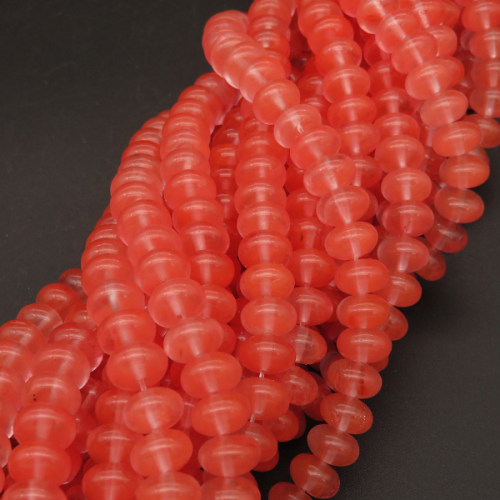 Normal Glass Beads,Abacus Beads,Dyed,Watermelon Red,8*5mm,Hole:1.2mm,about 76pcs/strand,about 33g/strand,1 strand/package,15"(38cm),XBG00491ahjb-L001