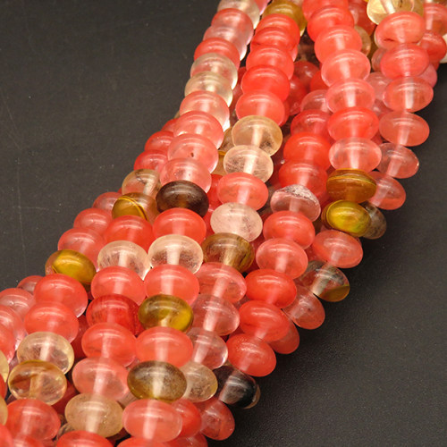 Normal Glass Beads,Abacus Beads,Dyed,Watermelon Red,8*5mm,Hole:1.2mm,about 76pcs/strand,about 33g/strand,1 strand/package,15"(38cm),XBG00494ahjb-L001